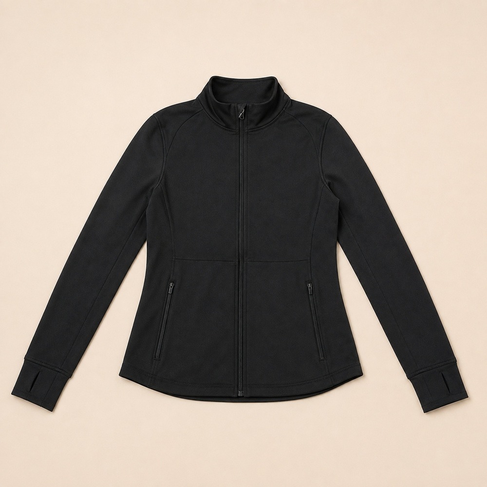 Mondetta Women Active Full-Zip Jacket Black XL Recycled 4-Way Stretch Thumbholes